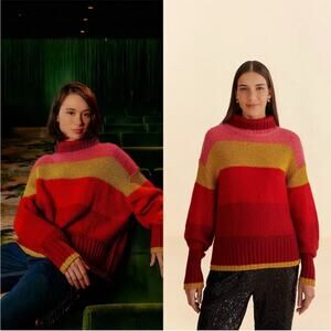 Farm Rio Shiny Stripes Turtleneck Sweater XXS